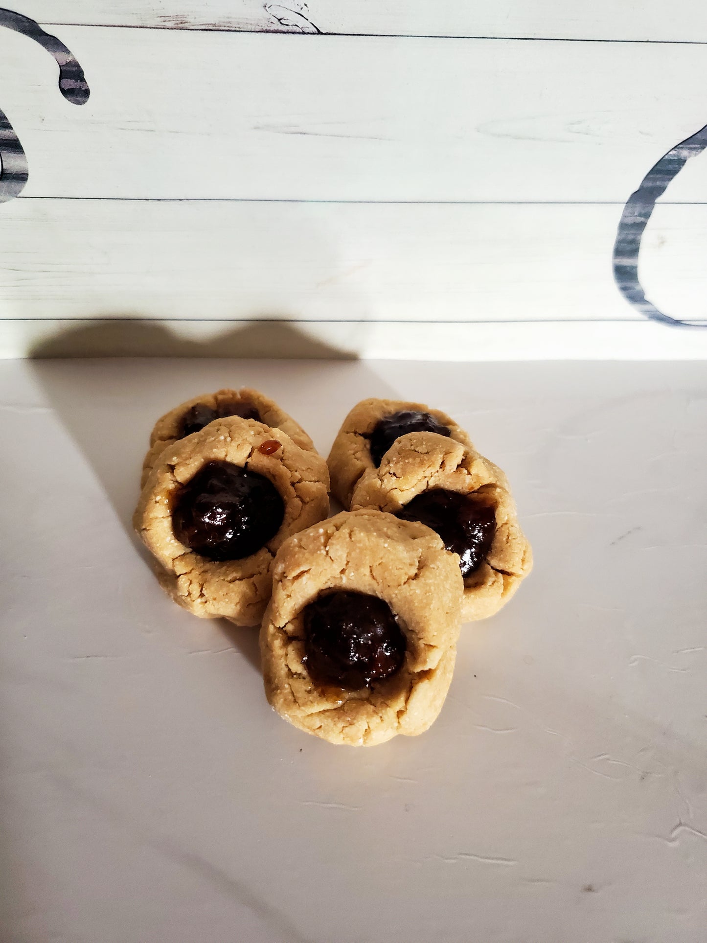 Peanut butter bacon jam thumbprint dog cookies - thumbprint cookies- Gourmet dog treats- Organic dog treats - artisan pet treats