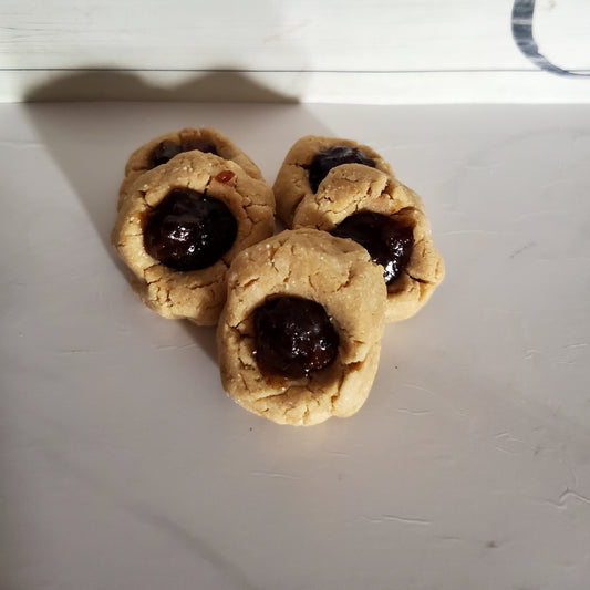 Peanut butter bacon jam thumbprint dog cookies - thumbprint cookies- Gourmet dog treats- Organic dog treats - artisan pet treats